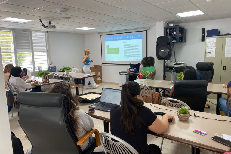 Dr. Lili Sardiñas introducing implementation research and evidence-based practice, organized by the Evidence-Based Practice Board and Alliance