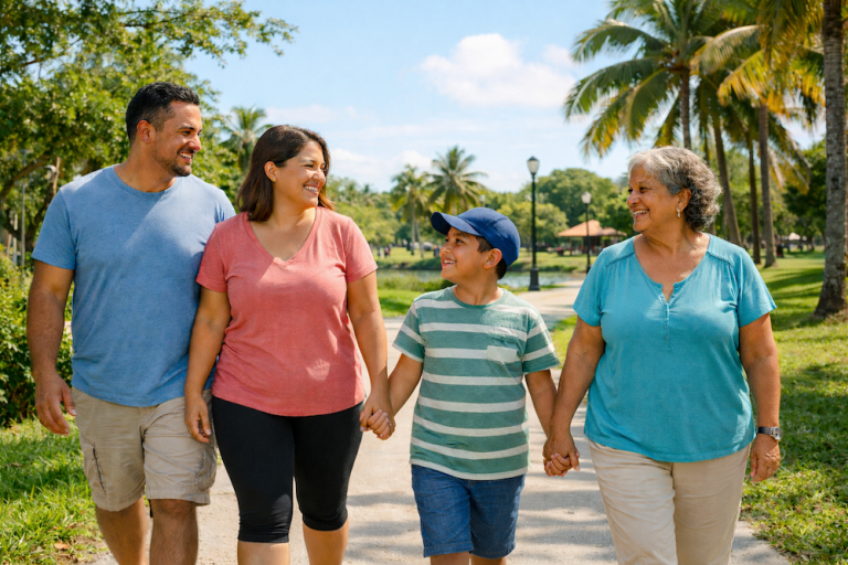 Family exercising in the park