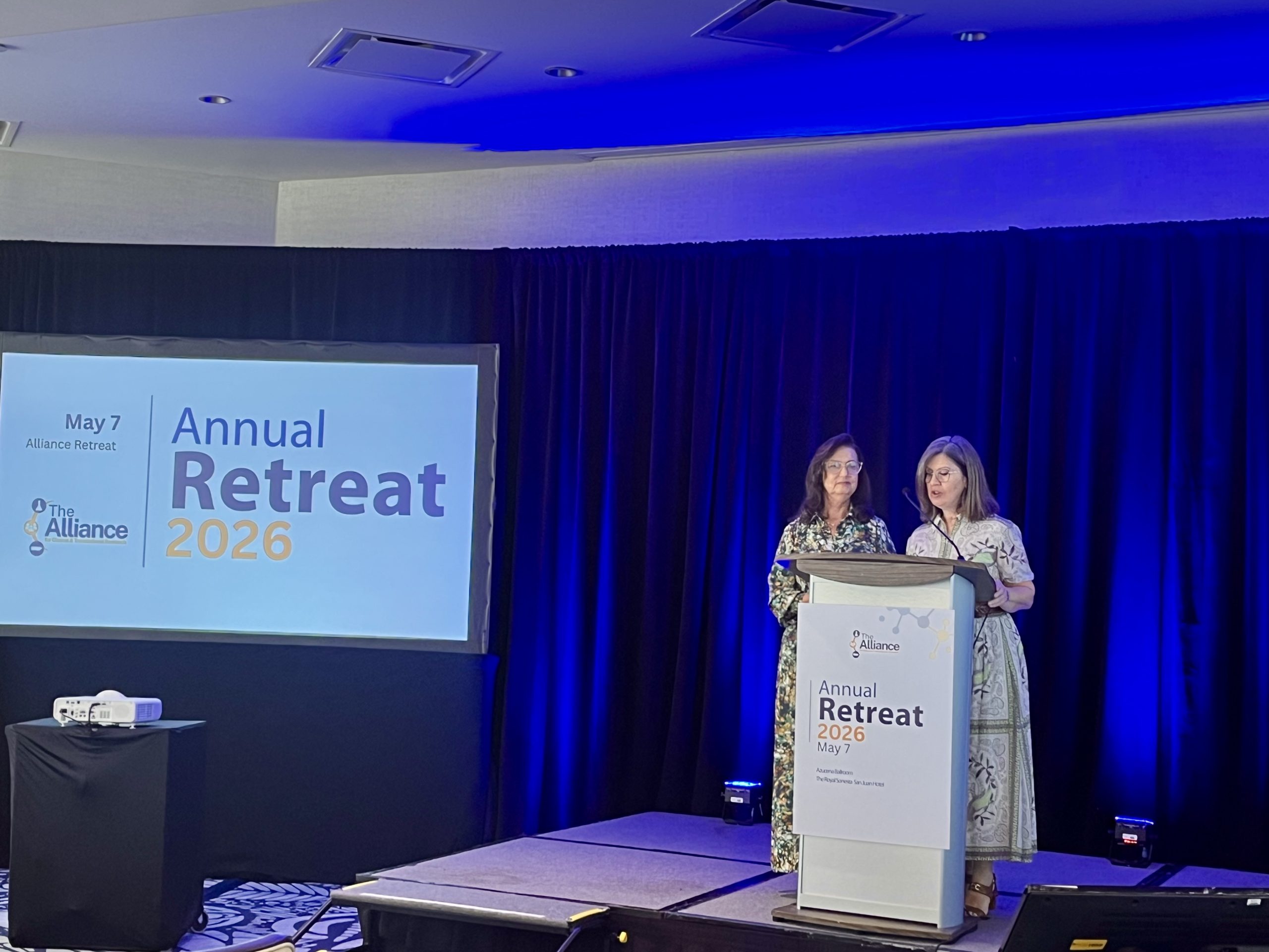 Alliance leadership at the Annual Retreat 2026 podium